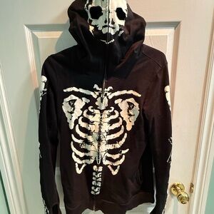 Vintage Hot Topic Skeleton Print Black Hoodie